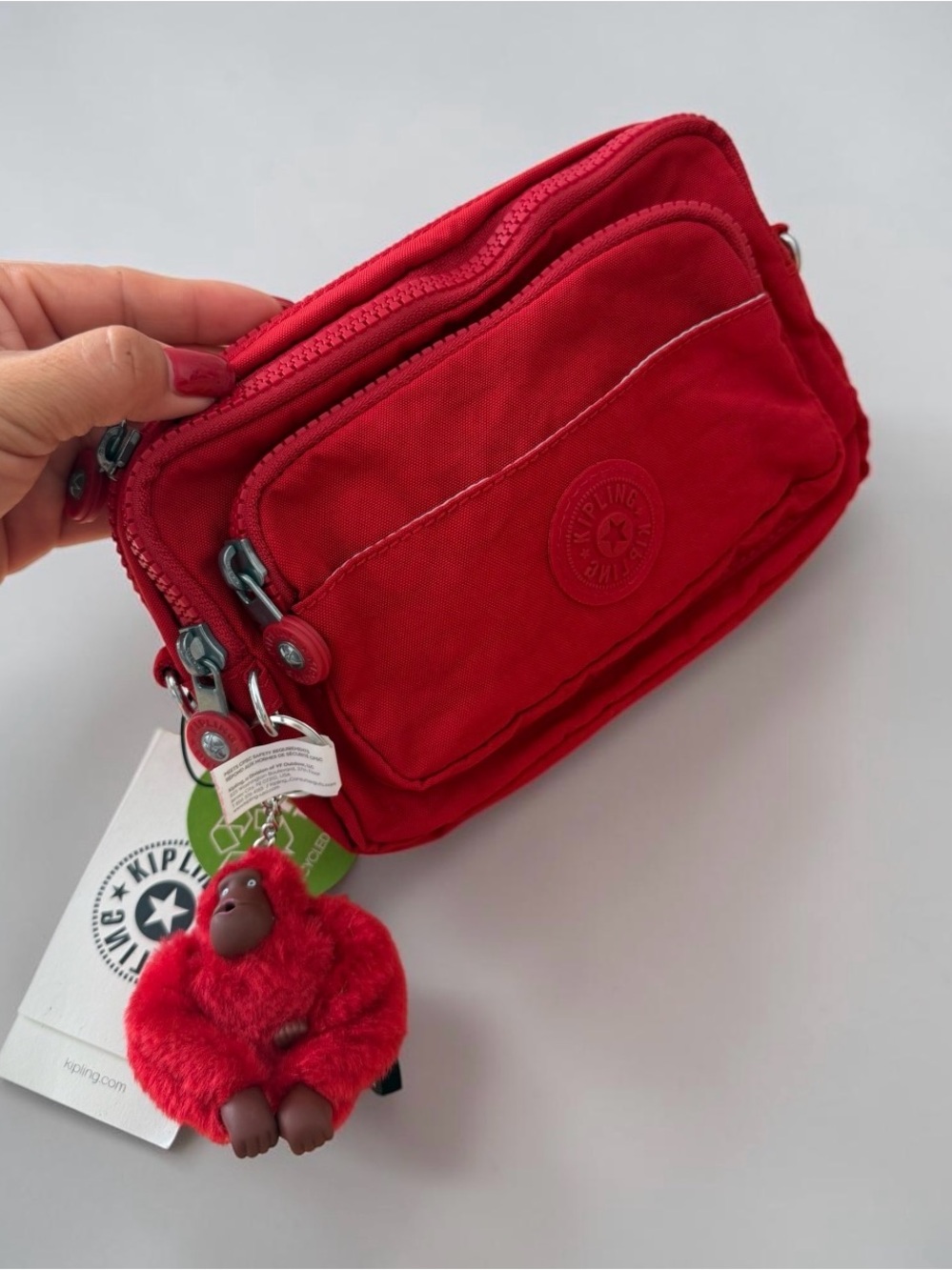 Kipling Merryl Convertible Crossbody Bag Cherry Tonal - Picture 2 of 6